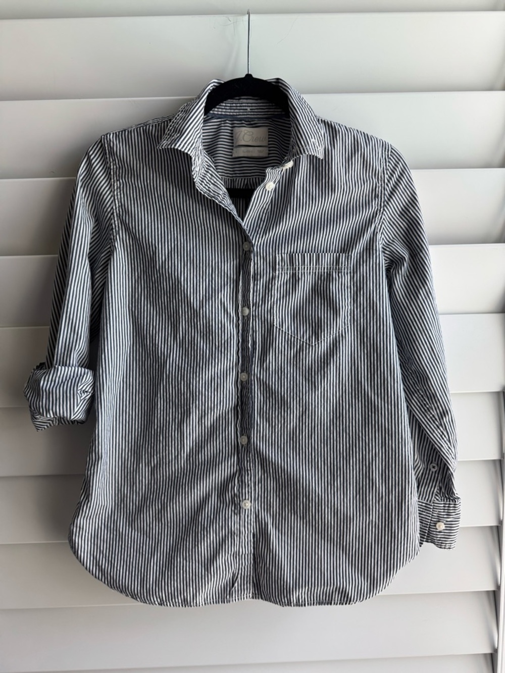 J. Crew  Navy and White Striped Button-Down Shirt size 2